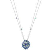 Music of Colours : Necklace with Saphire pear, Royal Blue, Ruby, Saphire, Emerald, Tsavorite, Pink Saphire
